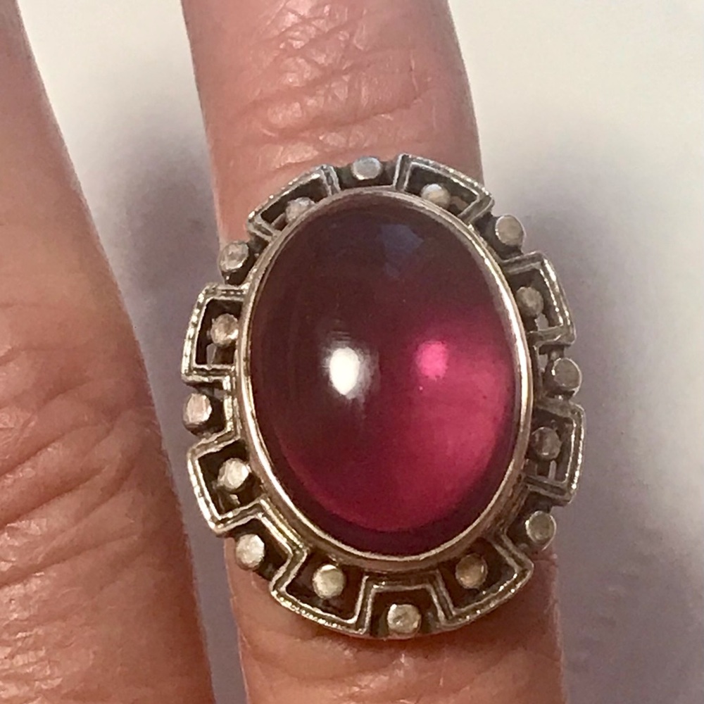Sterling silver ring with pink stone